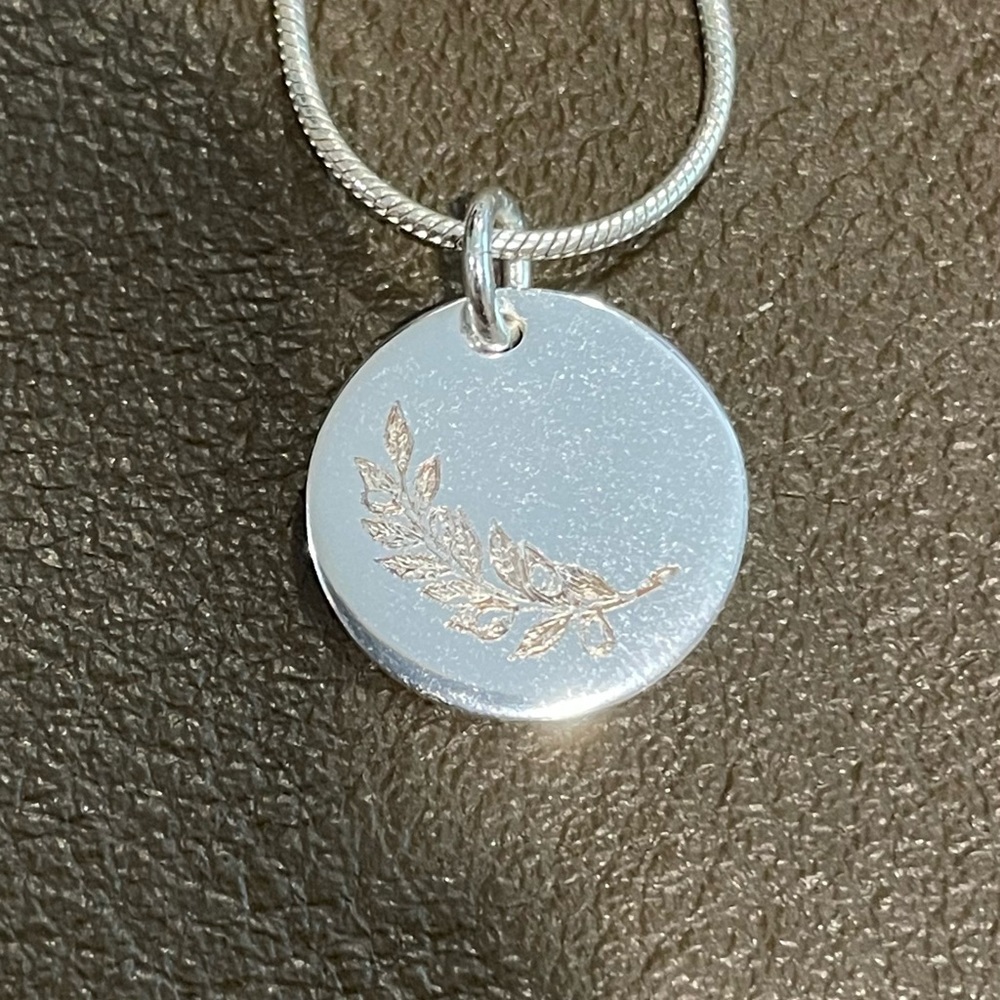 Olive branch medallion + chain (sterling silver)